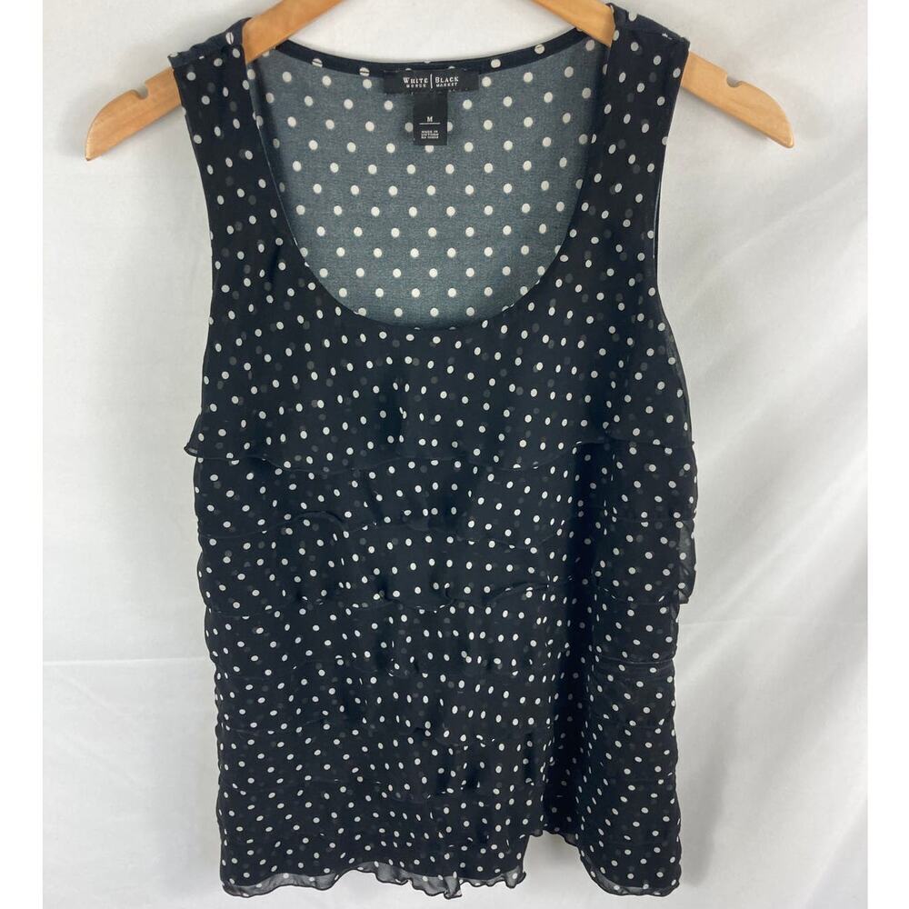 WHBM Polka Dot Ruffle Tank Size Medium